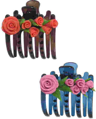 

Advanc Hotline Porcelain clay work fancy banana clip (Combo of 2) Hair Clip(Multicolor)