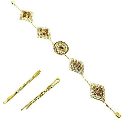 

AccessHer Stone Studded wedding and Party Fancy Premium Quality Tiara With Pin Hair Accessories For Women&Girls (Gold) Head Band(Gold)