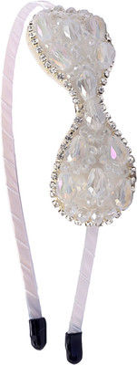 

The Ethnic Wears Metal Alloy, Silk Covered, Beeds, Crystal & CZ Stones, etc. Hair Band(White)