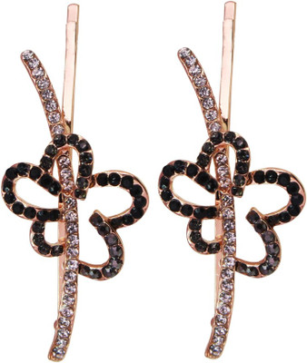 

My DT Lifestyle STONE STUDD FLOWER SHAPE METAL Hair Pin(Black, Gold)