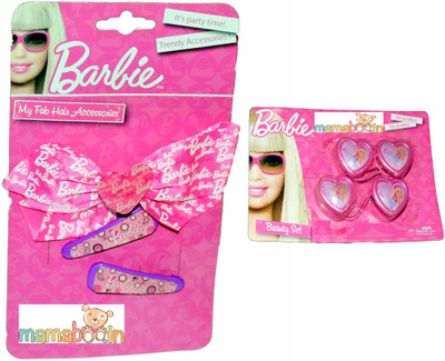 

Mamaboo BARBIE Pink Bow Clips+4 Tie Hair Accessory Set(Pink)