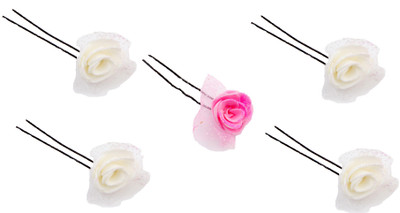 

Sanjog Lovely Flower Bun Pin/U Pin For Wedding/Party Hair Clip(Pink, White)