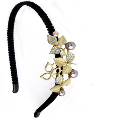 

Sagunya leaves Stone Studded Hair Band(Gold)