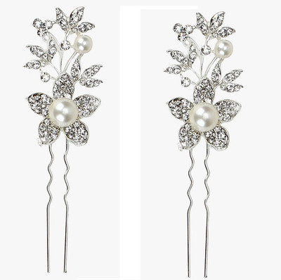 Pink Rose Charm Hair Pin(White)