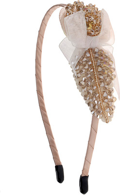 

The Ethnic Wears Metal Alloy, Silk Covered, Beeds, Crystal & CZ Stones, etc. Hair Band(Pink)