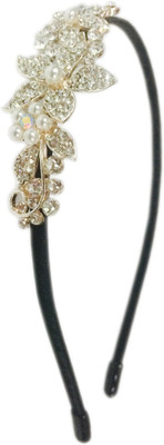 

Loops n knots Crystal Pearl Hairband Hair Band(Gold)