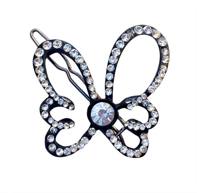 

B-Fashionable Solitaire Butterfly Wire Clasp Hair Pin(Black)