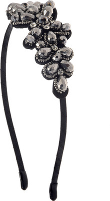 

The Ethnic Wears Metal Alloy, Silk Covered, Beeds, Crystal & CZ Stones, etc. Hair Band(Black)