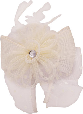 

Sanjog Retro Feather Mesh Net Flower Hat Fascinators Hairband/Headband (Off-White) Hair Clip(White)
