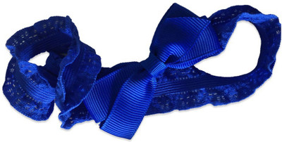 

NeedyBee Baby Girls Hair Accessory Dark Blue NewBorn Bow Soft Lace Head Band(Blue)