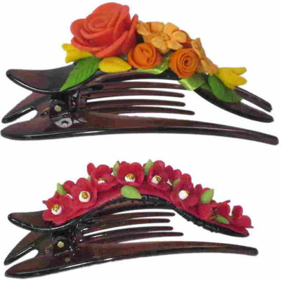 

Advanc Hotline Porcelain clay work fancy banana clip (Combo of 2) Hair Clip(Multicolor)