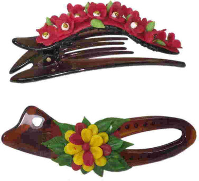 

Advanc Hotline Porcelain clay work fancy hair claw (Combo of 2) Hair Clip(Multicolor)