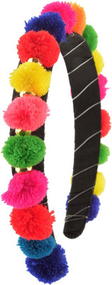 

Crayon Flakes Kids Girls Multi color Pom Poms Hair Band Head Accessory Hair Band(Multicolor)