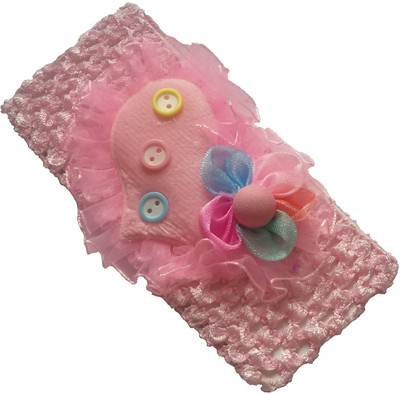 

Viva Fashions Heart rosset flower on crochet Head Band(Pink)