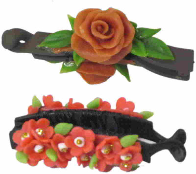 

Advanc Hotline Porcelain clay work fancy banana clip (Combo of 2) Hair Clip(Multicolor)