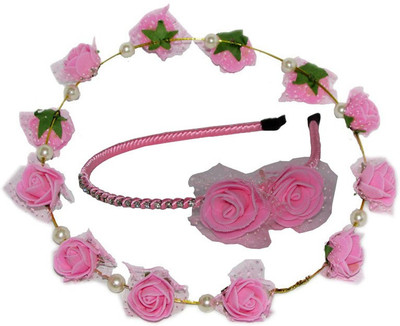 

Juhi Pink Tiara with Hairband Hair Accessory Set(Pink)