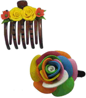 

Advanc Hotline Porcelain clay work fancy banana clip (Combo of 2) Hair Clip(Multicolor)