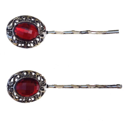 

B-Fashionable Maroon Bead Oval Grill Bobby Hair Pin(Maroon)