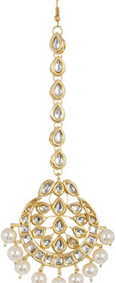 

Imli Street Ivory Half-Moon Jadau Maangtika Hair Accessory Set(Gold)