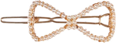 

Crunchy Fashion Contemporary Pearl Bow Hair Pin(Gold)