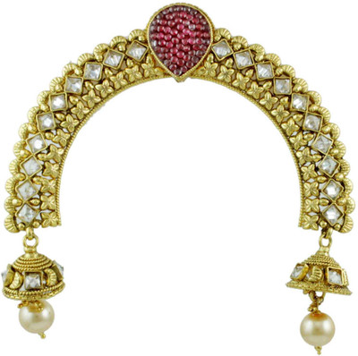 

Orniza Rajwadi Accessories In Pearl Color And Golden Polish Hair Chain(Red)