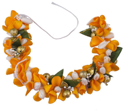 Majik Soft Hair Gajra / Veni For South Indian Bride With Golden Beats Hair Band(Multicolor) Flipkart