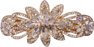 Mansiyaorange party Wedding casual wear fancy Golden pin accessories Hair Clip(White)