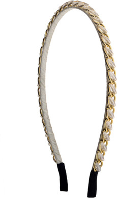 

The Ethnic Wears Metal Alloy, Silk Covered, Beeds, Crystal & CZ Stones, etc. Hair Band(Silver)