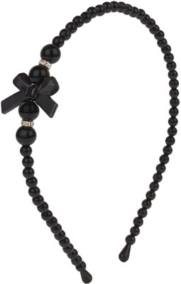 

Fayon Daily Casual Work Black Pearl Beaded Bow Headband Hair Band(Black)