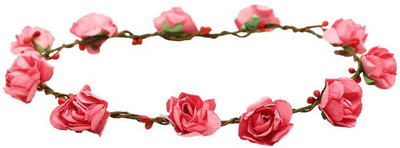

Sanjog Flourish Pink Hairband/ Headband Tiara for Parties & Weddings(Adjustable) Head Band(Pink)