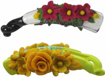 

Advanc Hotline Porcelain clay work fancy banana clip (Combo of 2) Hair Clip(Multicolor)