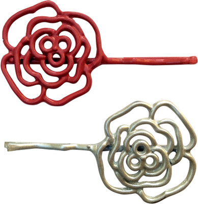 

B-Fashionable Grill Flower Hair Pin(Red, White)