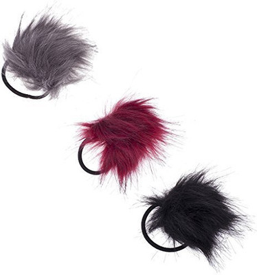 

Lux Accessories Lux Accessories Black Red and Grey Fuzzy Elastic Hair Tie Ponytail HolderSet 3PC Hair Accessory Set(Black)