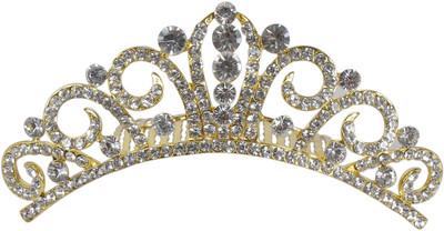 

Muchmore Charming Hair Crown For Girls & Kids Partywear Jewelry Hair Clip(Gold, White)