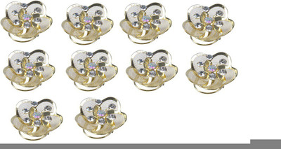 

Pink Rose Charm (10 Pins) Hair Pin(Gold)