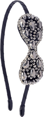 

The Ethnic Wears Metal Alloy, Silk Covered, Beeds, Crystal & CZ Stones, etc. Hair Band(Black)