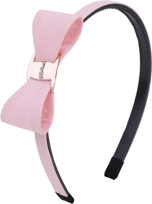 

Fayon Daily Casual Work Peach On White lines Bow Hair Band(Pink)