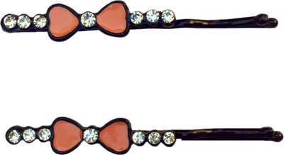 

B-Fashionable Double Heart Bobby Hair Pin(Orange, Black)