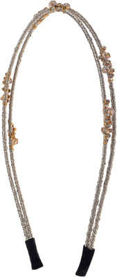 

The Ethnic Wears Metal Alloy, Silk Covered, Beeds, Crystal & CZ Stones, etc. Hair Band(Silver)
