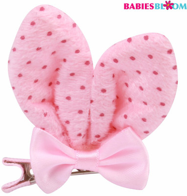 Babies Bloom Imported Bunny Flower Hair Bows Tie Grooming Hair Clip(Pink)