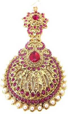 

9blings Muslim Bridal Red Colletion Pearl Cubic Zirconia Hair Accessory Set(Multicolor)