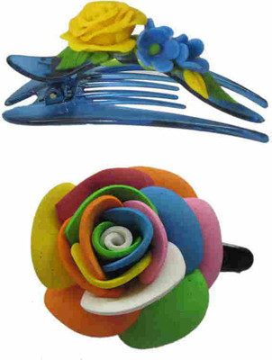 

Advanc Hotline Porcelain clay work fancy banana clip (Combo of 2) Hair Clip(Multicolor)