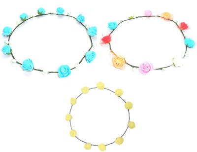 

FashBlush Chic Flower Pearl Multicolor Combo Tiaras (Set Of 3) Head Band(Multicolor)