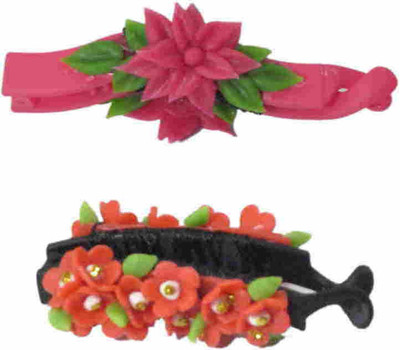 

Advanc Hotline Porcelain clay work fancy banana clip (Combo of 2) Hair Clip(Multicolor)
