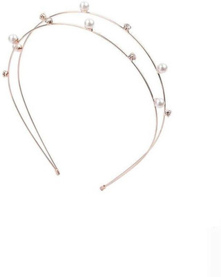 

Highlight Double layer Crystal & Pearl Hair Band(Silver)