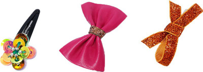 

Dchica A set of 3 bow and flower Hair Clip(Multicolor)