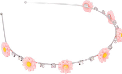 

Aaishwarya Peach Floral & Stone Studded Metal Hair Band(Pink)