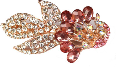 

Shreya Collection Fashion Pink & White Stone Studded Metal Hair Clip Back Pin(Multicolor)