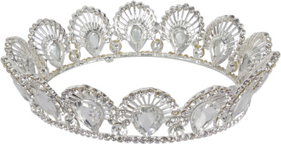 

Muchmore Gorgeous Real Queen Look Hair Crown For Girls & Women's Partywear Jewelry Hair Clip(Silver, White)