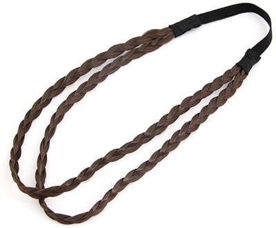 

SENECIO 'S Dark Coffee Double Strand Korean Fashion Elastic Twist Weave Ribbon Braid Hair Band, Head Band(Brown, Black)